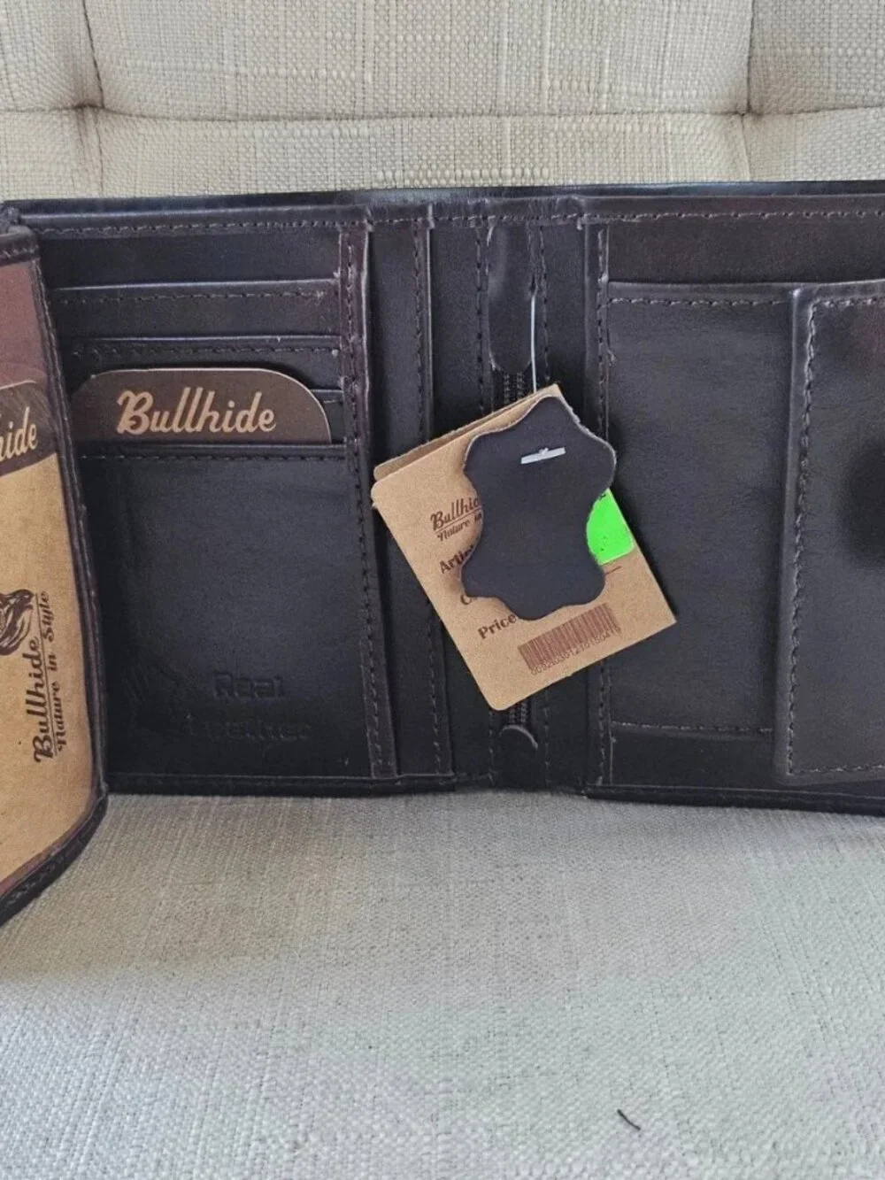Handmade Wallet Bifold Cardholder Dark Brown Genuine Leather Clutch Purse Defect